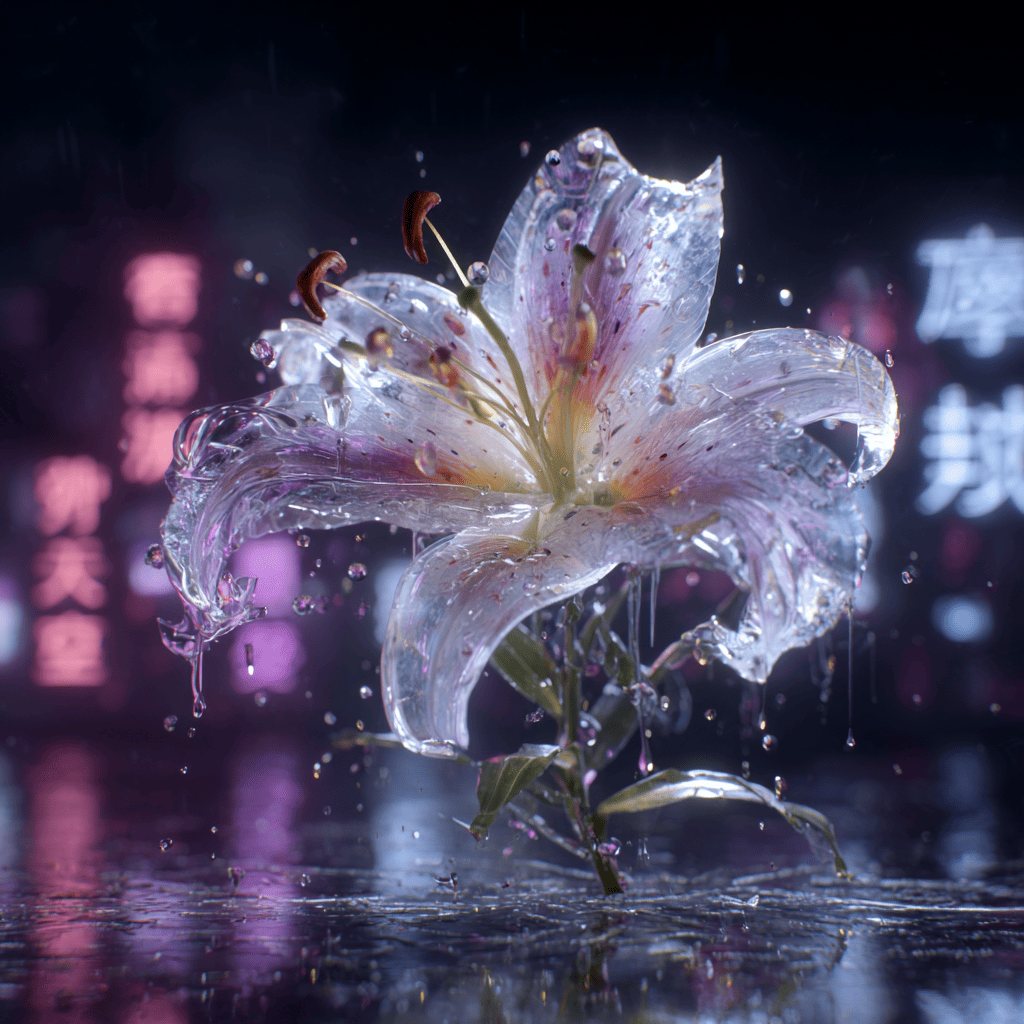 Cyber Bloom: Glass Flower of the Neon City