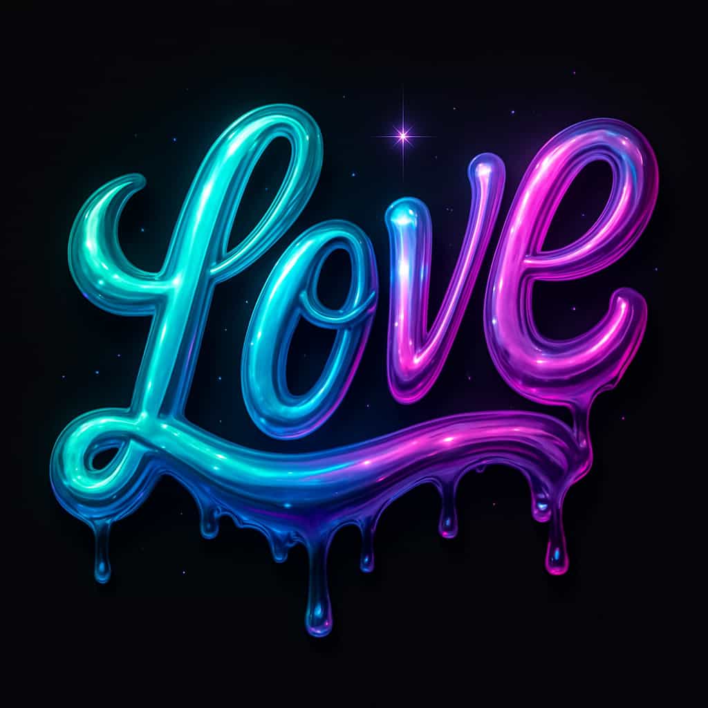 Liquified chrome lettering